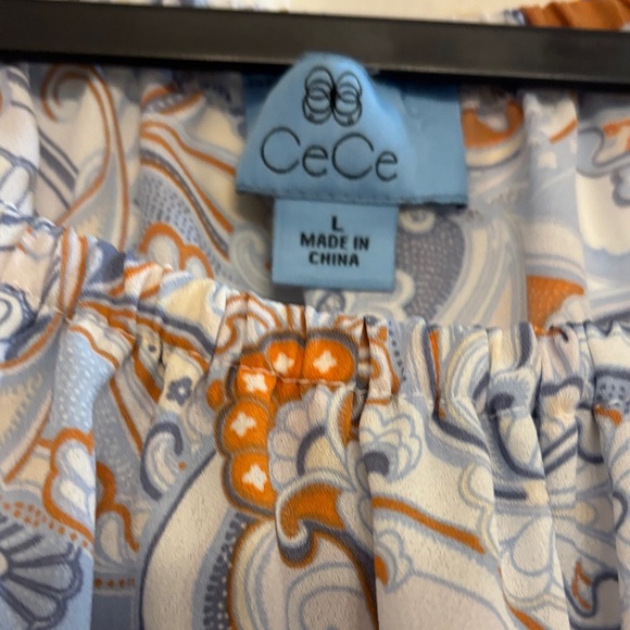 CeCe Paisley woman’s Blouse - Light Blue and Orange large - Picture 7 of 7
